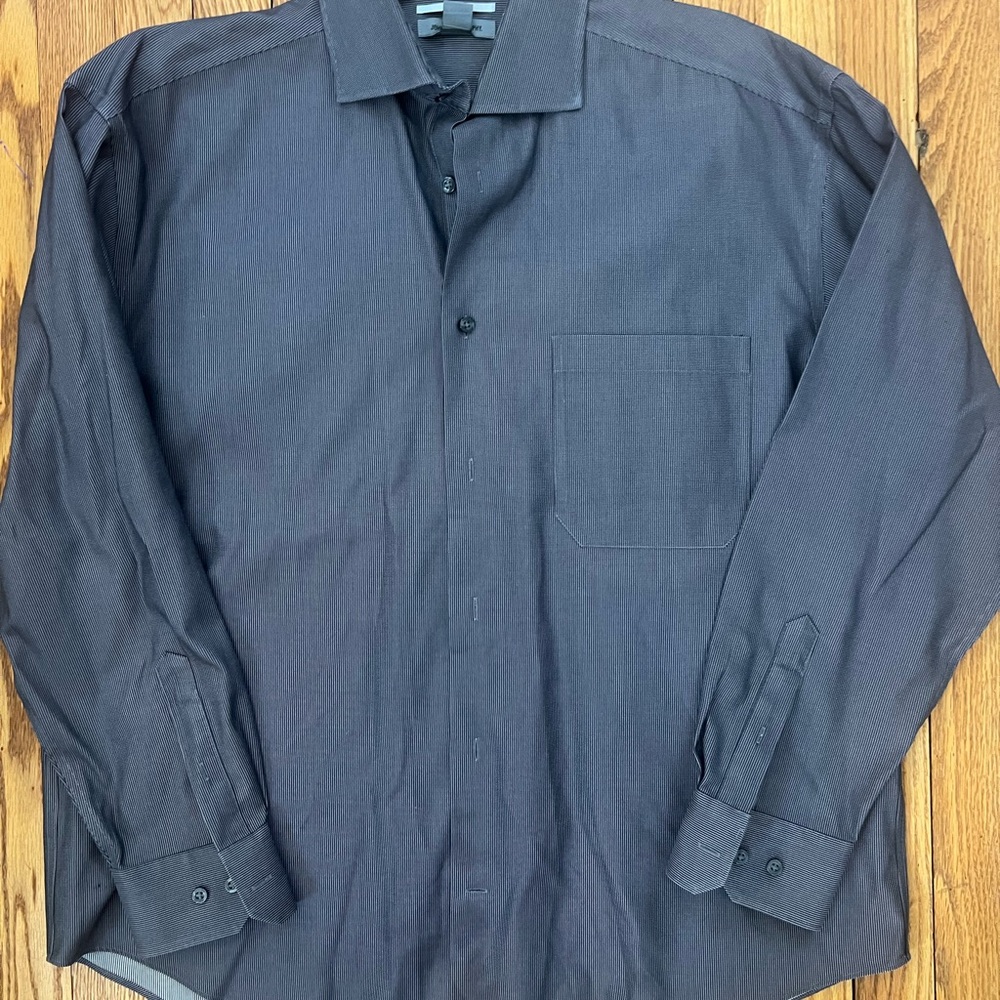 Johnston & Murphy Charcoal Stripe Dress Shirt Large